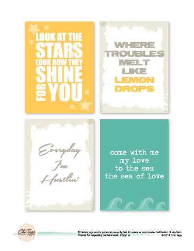 Free printable from chic tags