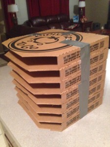 Pizza box paper storage