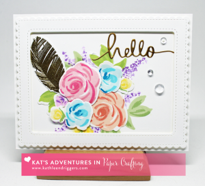 WPlus9 Freehand Florals Stamp Set - Hello die by Kat Scrappiness (KatScrappiness.com) Card by Kathleen Driggers - http://kathleendriggers.com